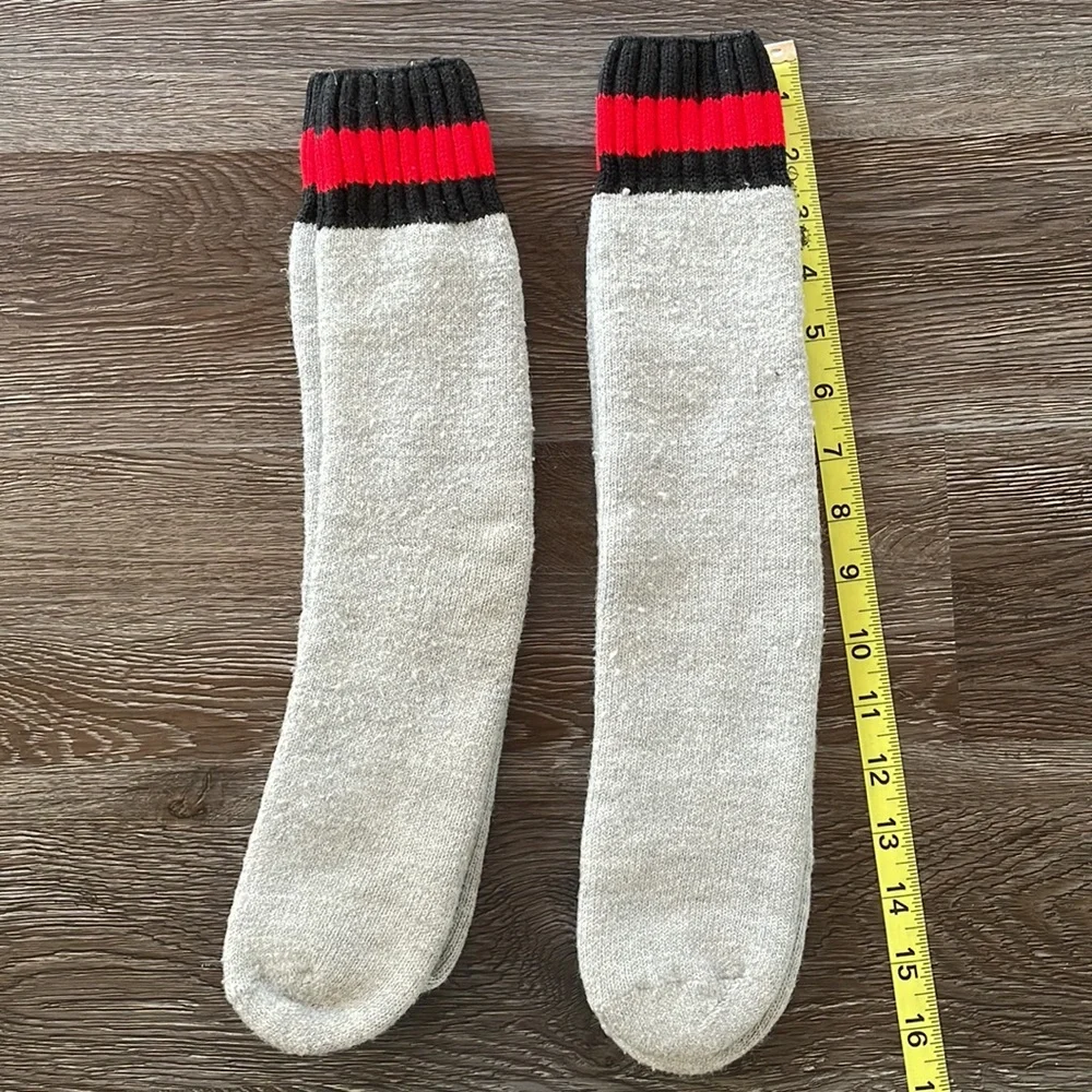 Youth Winter Socks Two Pairs Gray with Black & Red Stripe
